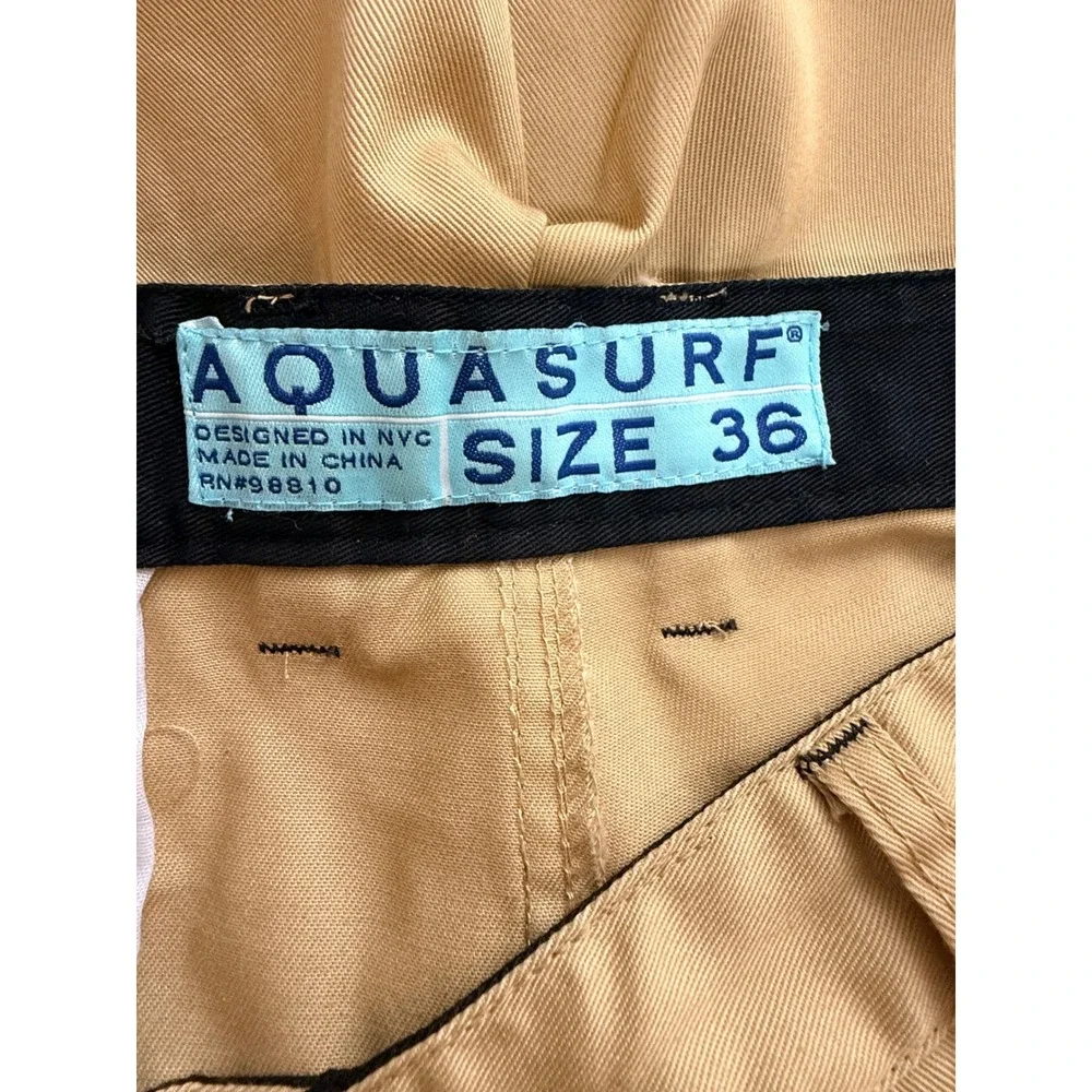 AQUASURF Chino Shorts Mens Sz 36 Tan Khaki‎ Contrast Trim Twill Preppy Vacation